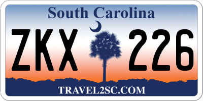 SC license plate ZKX226