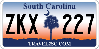 SC license plate ZKX227