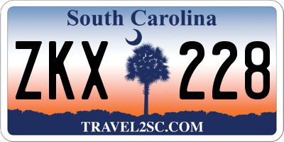 SC license plate ZKX228