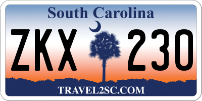 SC license plate ZKX230