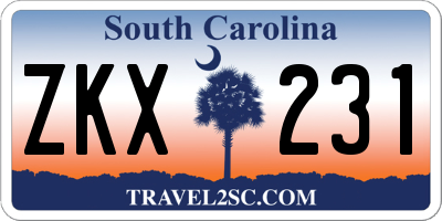 SC license plate ZKX231