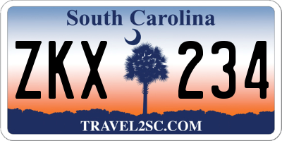 SC license plate ZKX234