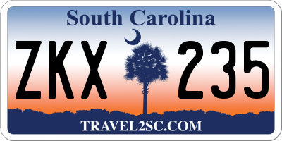 SC license plate ZKX235