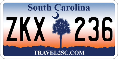 SC license plate ZKX236
