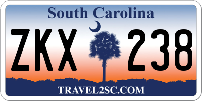SC license plate ZKX238