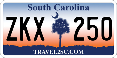 SC license plate ZKX250