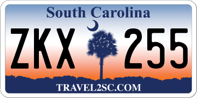 SC license plate ZKX255