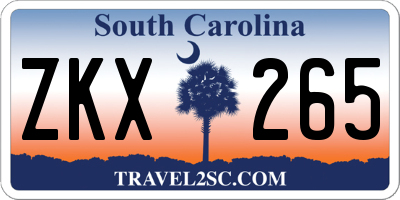 SC license plate ZKX265