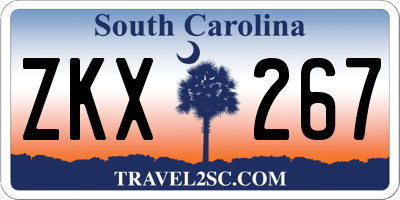 SC license plate ZKX267