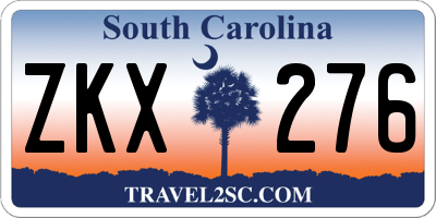 SC license plate ZKX276