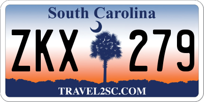 SC license plate ZKX279