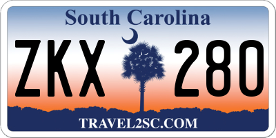 SC license plate ZKX280