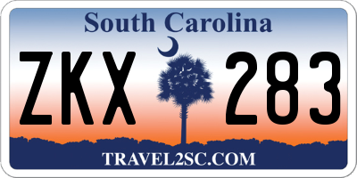 SC license plate ZKX283