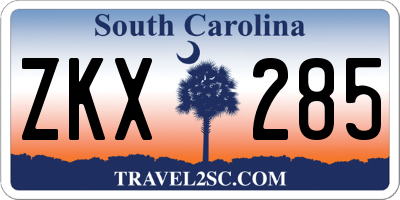 SC license plate ZKX285