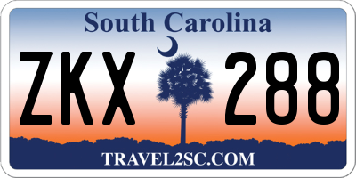 SC license plate ZKX288