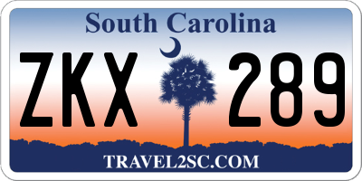 SC license plate ZKX289