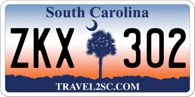 SC license plate ZKX302