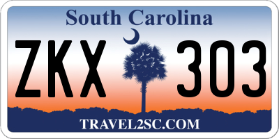 SC license plate ZKX303
