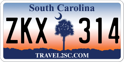 SC license plate ZKX314