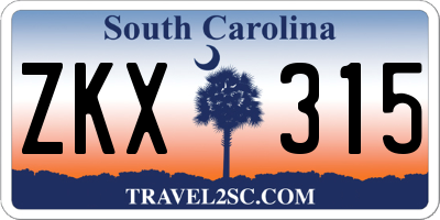SC license plate ZKX315
