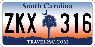 SC license plate ZKX316