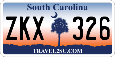 SC license plate ZKX326