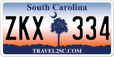 SC license plate ZKX334