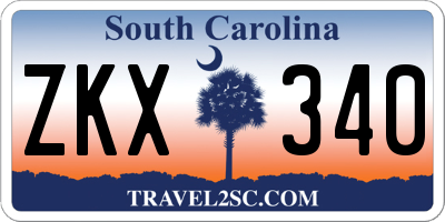 SC license plate ZKX340