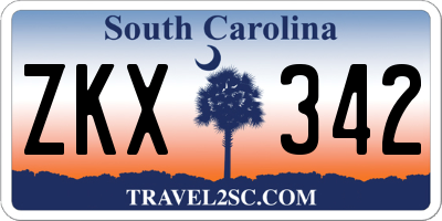 SC license plate ZKX342