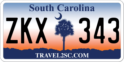 SC license plate ZKX343