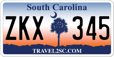 SC license plate ZKX345