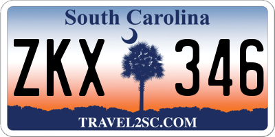 SC license plate ZKX346