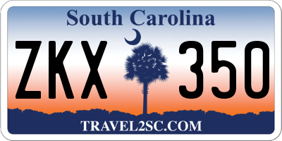 SC license plate ZKX350