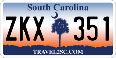 SC license plate ZKX351