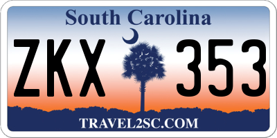SC license plate ZKX353