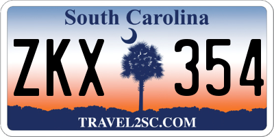 SC license plate ZKX354