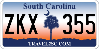 SC license plate ZKX355