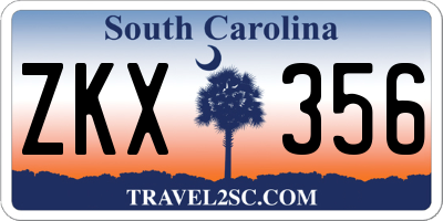 SC license plate ZKX356