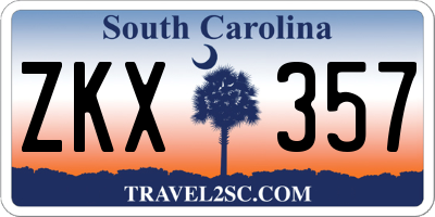 SC license plate ZKX357