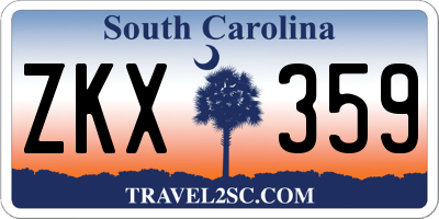 SC license plate ZKX359