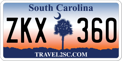SC license plate ZKX360