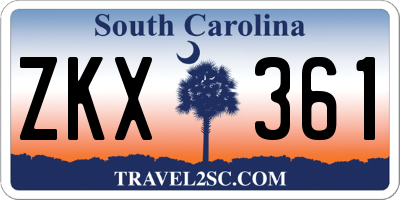 SC license plate ZKX361