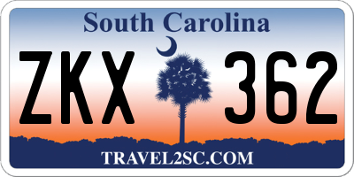 SC license plate ZKX362