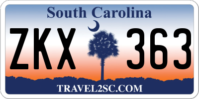 SC license plate ZKX363