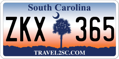 SC license plate ZKX365