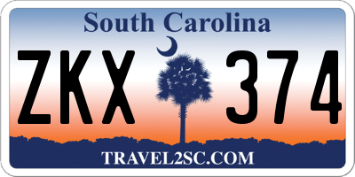 SC license plate ZKX374