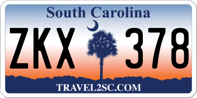 SC license plate ZKX378