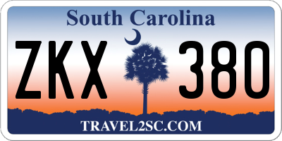 SC license plate ZKX380