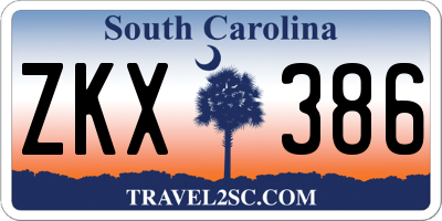 SC license plate ZKX386