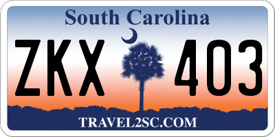 SC license plate ZKX403